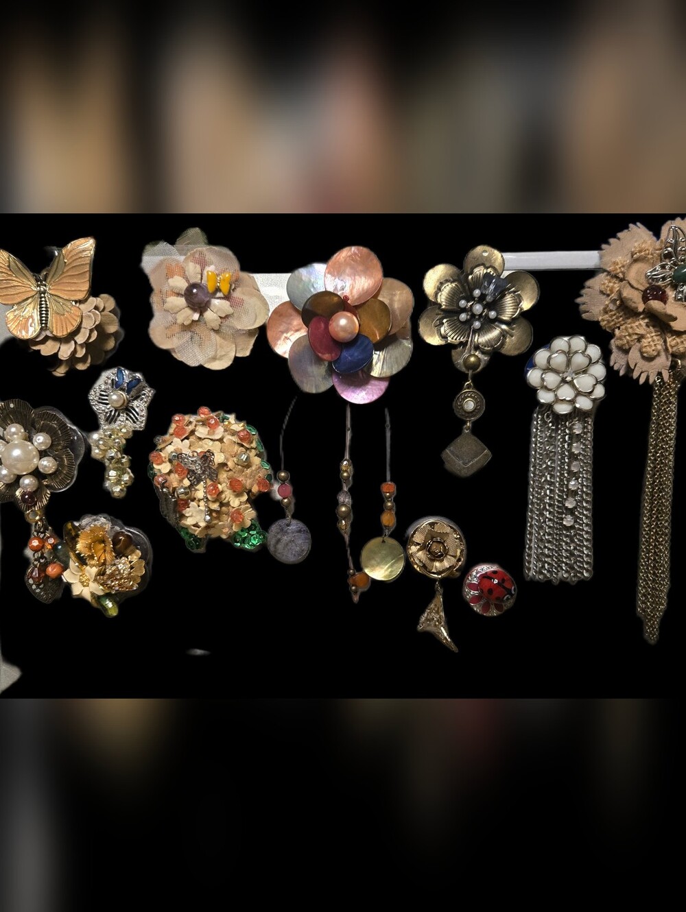 handmade refrigerator magnets made from vintage jewelry and materials. Bohemian